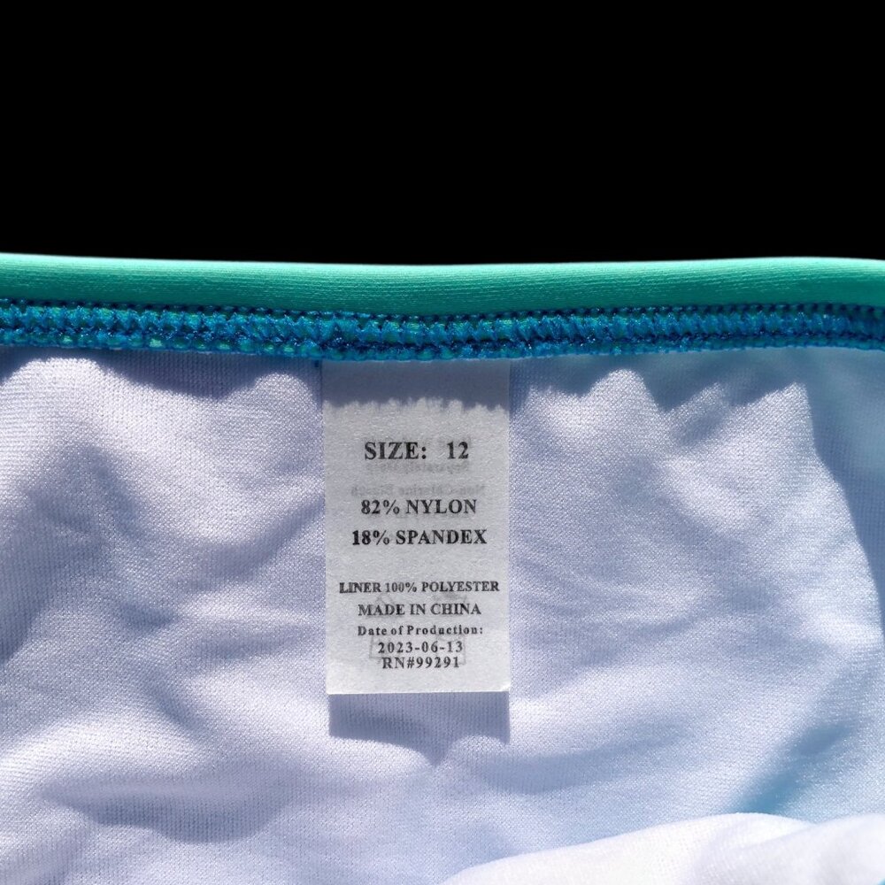 Girls Turquoise Ruffle Bikini Set, 12 - Picture 4 of 4